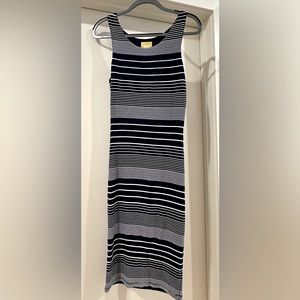 Anthropologie Maeve Edisto Column Striped Dress Sleeveless Blue White Fitted Sml